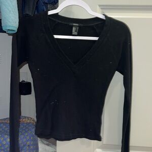 V neck long sleeve cropped